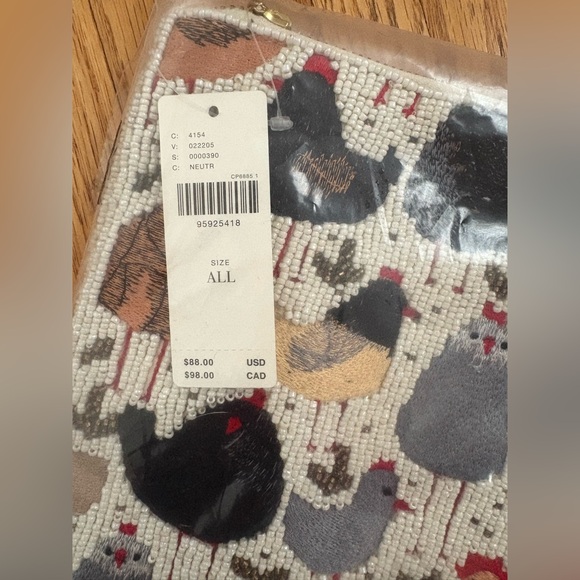 Anthropologie Large Beaded Pouch - Chickens - Picture 2 of 5